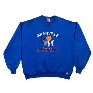 Vintage Basketball Crewneck Sweatshirt XL USA Made Russell Athletic Blue